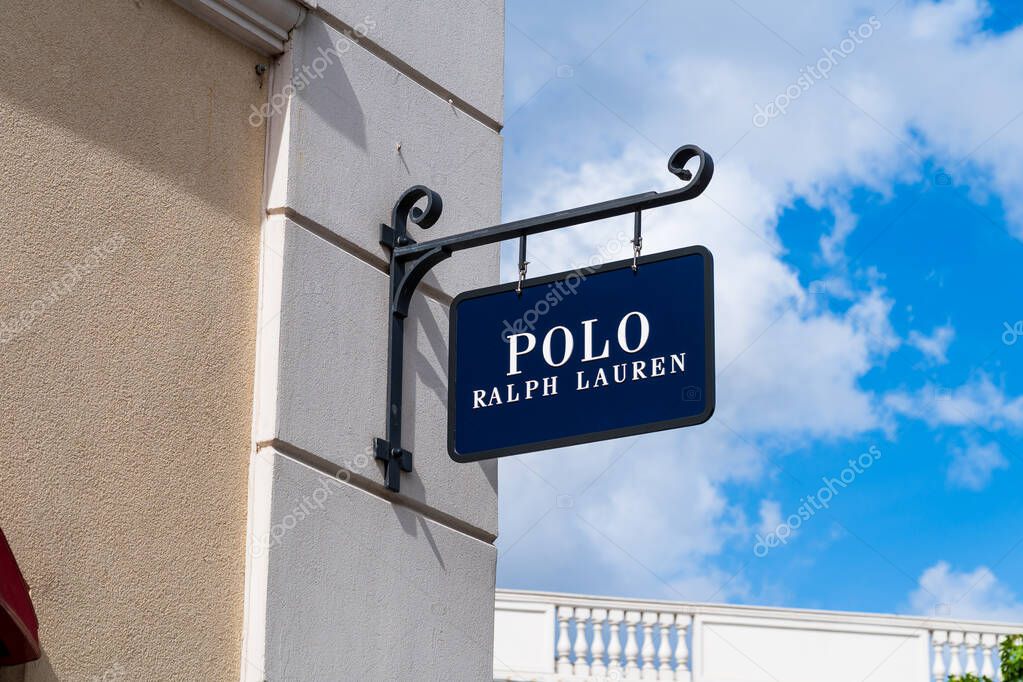 Cannock, Staffordshire, UK  September 9th 2025 External signage of Polo Ralph Lauren, a global sportswear company at an outlet store