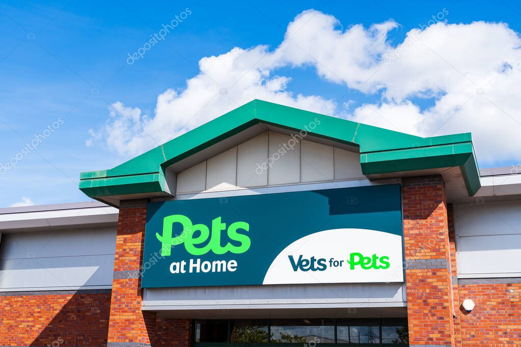 Cannock, Staffordshire, UK  September 9th 2025 Front signage of Pets at Home, a UK based pet care store