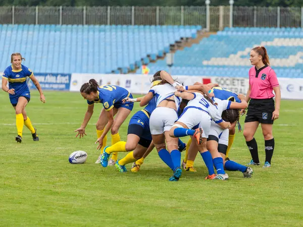 ドニエプル ウクライナ 2018 ラグビー ヨーロッパ女性セブン トロフィー 2018 ウクライナとイスラエルのチーム — ストック写真