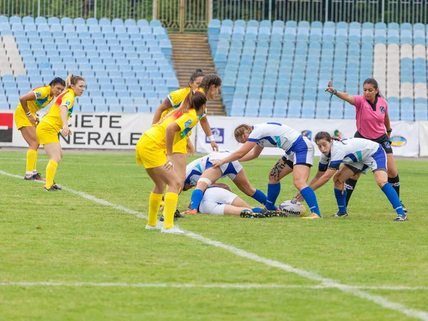 ドニエプル ウクライナ 2018 ラグビー ヨーロッパ女性セブン トロフィー 2018 ルーマニアとイスラエルのチーム — ストック写真