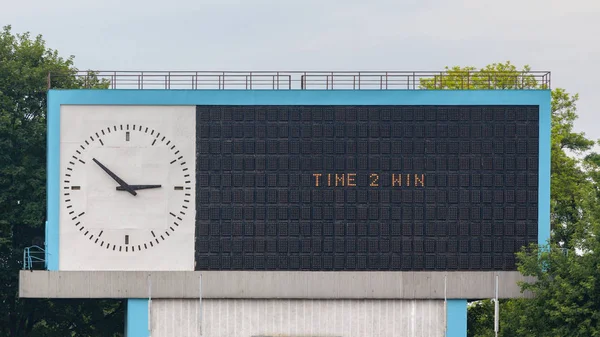 Temps Gagner Slogan Sur Tableau Bord Stade — Photo