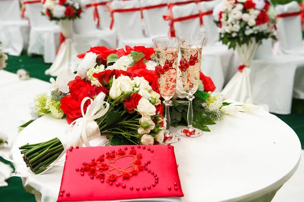 Wedding ceremony outdoors. Wedding ceremony decoration, beautiful wedding decor, flowers
