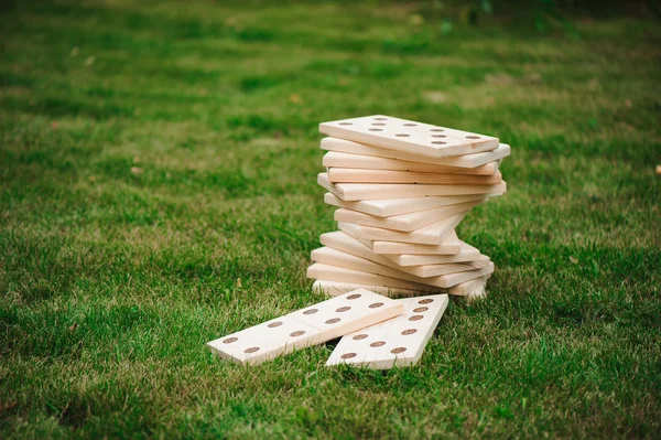 Outdoor games - dominoes, giant outdoor game on green grass