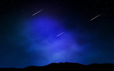 Uzay yıldız koyu mavi vektör şablonu. Bulanık arka plan gradyan ile üzerinde alan yıldız. Kozmik arka planlar için şablon.