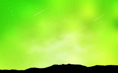 Açık yeşil, sarı vektör desen ile gece gökyüzü yıldız. Bulanık arka plan gradyan ile üzerinde alan yıldız. Desen Astroloji Web siteleri için.