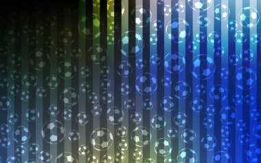 Koyu mavi, yeşil doku futbol topları ile vektör. Futbol topu gradiental zemin üzerinde kümesiyle illüstrasyon. FIFA oyun tanıtımı için desen.