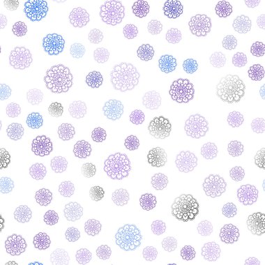 Pembe ışık, vektör sorunsuz doodle bulanık desen mavi. Yeni renkli resimde doodle tarzı çiçekli. İşiniz için en iyi bulanık tasarım.