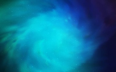 Açık mavi, yeşil vektör desen ile gece gökyüzünde yıldızlar. Bulanık arka plan gradyan ile üzerinde alan yıldız. Desen Astroloji Web siteleri için.