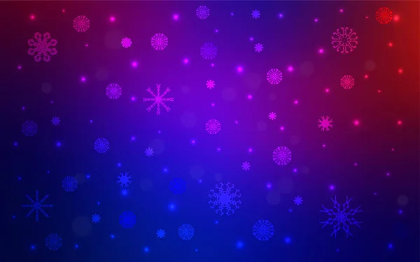 Hellblaue Rote Vektortextur Mit Farbigen Schneeflocken Unscharfe Dekoration Weihnachtlichen Stil — Stockvektor