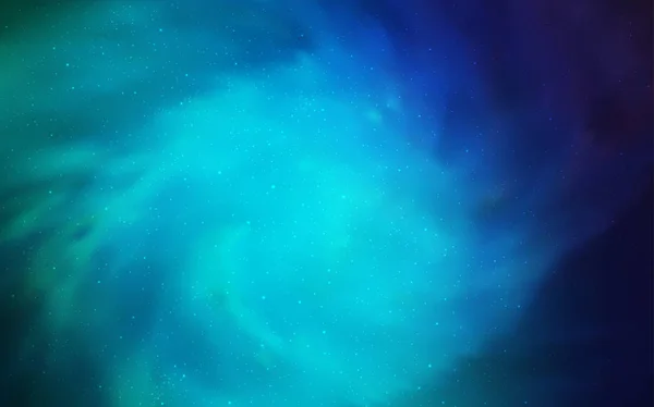 Hellblaues Grünes Vektormuster Mit Sternen Nachthimmel Raumsterne Auf Verschwommenem Abstrakten — Stockvektor