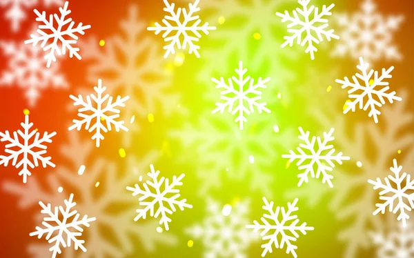 Tmavě Červená Žluté Vektorové Přikryjeme Krásné Sněhové Vločky Glitter Abstraktní — Stockový vektor