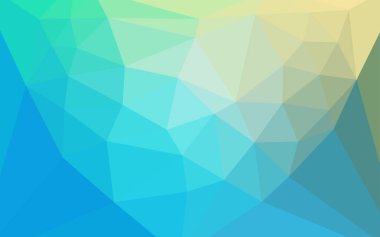 Açık mavi, vektör degrade üçgenler desen bir merkezi bir kalp ile yeşil. Origami stil gradyan ile çizimde. İşiniz için en iyi üçgen tasarım.