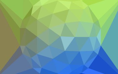 Açık mavi, vektör degrade üçgenler şablon bir mücevher bir merkezi ile yeşil. Poligonal illüstrasyon, üçgen oluşur. Cep telefonu arka plan için şablon.