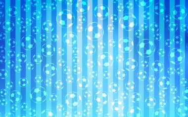 FIFA sembolleri ışık mavi vektör şablonu. Renkli resimde gradiental bir zemin üzerinde toplar. Futbol Şampiyonası 2018 reklamlar için desen.