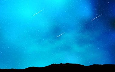 Galaksi yıldızlı hafif Mavili vektör arkaplanı. Renkli kozmik yıldızlı soyut çizimler. Reklamınız, posteriniz, afişiniz için en iyi tasarım.