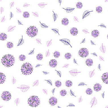 Işık mor, pembe vektör sorunsuz zarif duvar kağıdı ile yaprak ve çiçekler. Yaprak ve çiçek beyaz arka plan üzerinde gradyan ile. Marka kitap zarif desen.