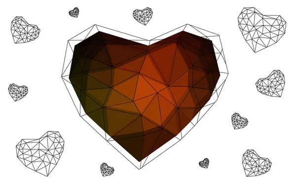 Темно Красный Вектор Треугольное Геометрическое Сердце Белом Полигональном Фоне Днем — стоковый вектор