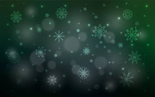 Donker Groene Vector Achtergrond Met Sneeuwvlokken Xmas Decoratieve Afbeelding Met — Stockvector