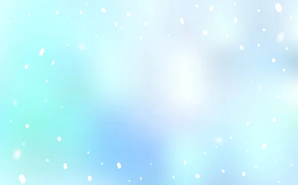 Hellblaue Vektorschablone Mit Eisschneeflocken Schnee Auf Verschwommenem Abstrakten Hintergrund Mit — Stockvektor