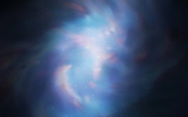 Galaksi yıldızlı koyu mavi vektör arkaplan. Renkli kozmik yıldızlı soyut çizimler. Kozmik arkaplanlar için şablon.