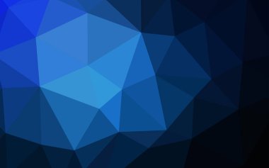 Koyu mavi vektör üçgen mozaik şablonu. Üçgenler ile renkli resimde parlayan. Afiş için tamamen yeni şablon.