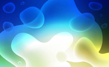 Açık mavi, lav şekiller şablonuyla vektör yeşil. Renkli resimde gradyan ile soyut memphis tarzı. İş tasarımınız için tamamen yeni bir şablon.