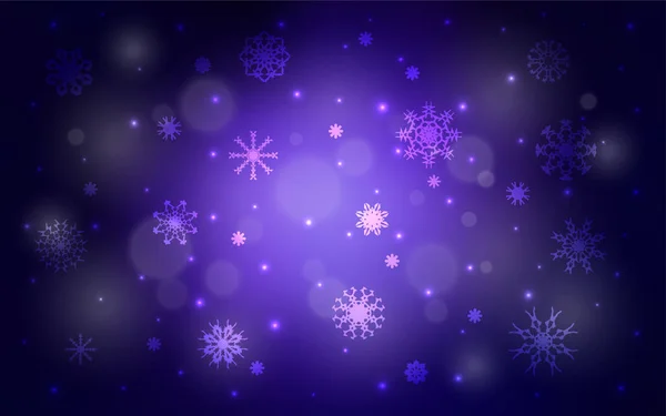 Padrão Vetor Roxo Escuro Com Flocos Neve Natal Brilhando Ilustração —  Vetores de Stock