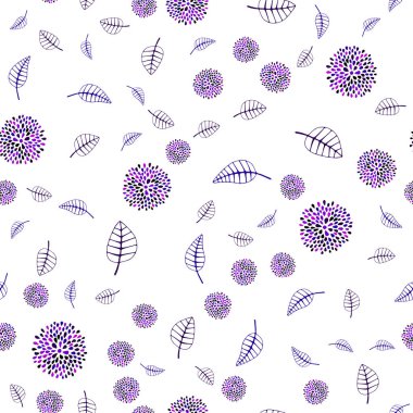 Koyu mor vektör yaprak ve çiçek ile sorunsuz doğal arka plan. Yaprak ve çiçek ile modern soyut resim. İş tasarımınız için yeni stil.