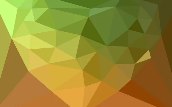 Světle Zelená Žlutá Vektor Trojúhelníku Mozaika Kryt Srdcem Centru Elegantní — Stockový vektor