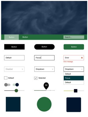 Koyu mavi, yeşil malzeme tasarım kiti yıldız ile vektör. Renkli gökyüzü ile soyut tarzda dekoratif UI takımı tasarım. Web siteleri için basit renkli tasarım.