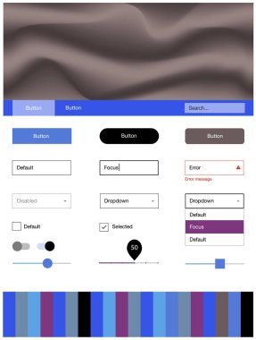 Koyu pembe, mavi UI kiti balonu şekiller ile vektör. Degrade çizgiler ile renkli soyut resimde. Bu örnek açılış sayfanız için mu.