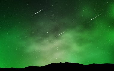 Işık yeşil vektör kapak astronomik yıldız ile. Parlak astronomik yıldız ile renkli illüstrasyon parlayan. Desen fütüristik reklam, kitapçıklar için.