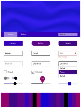 Açık mavi, kırmızı vektör tel kafes kiti soyut daireler ile. Renkli resimde gradyan ile soyut memphis tarzı. Web siteleri için basit renkli tasarım.