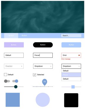 Hafif pembe, mavi vektör UI ux seti alan yıldız ile. Güzel UI ux kiti ile onun üstbilgisindeki renkli gökyüzü. Açılış sayfanız için modern şablon.