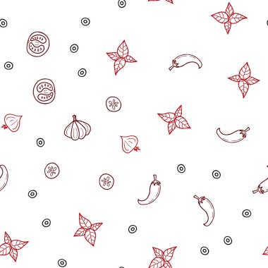 Koyu kırmızı mutfak gurme ile sorunsuz kapak vektör. Glitter gurme gıda ile soyut kroki. Reklam, poster, afiş kafe ya da restoran için tasarım.