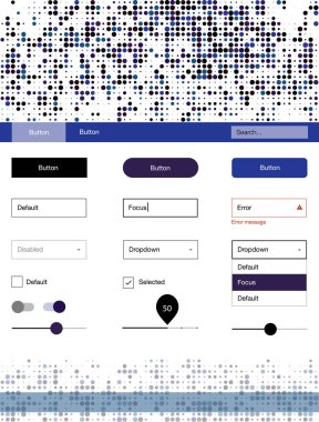 Koyu mavi vektör tel kafes kiti noktalı. Web Kullanıcı arabirimi kiti başlığını soyut degrade daireler ile. Sen-ebilmek kullanma için açılış sayfaları bu şablonu.