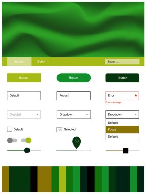 Koyu yeşil, kırmızı tel kafes kiti soyut daireler ile vektör. Glitter soyut resim bulanık kabarcık şekilleri ile... Açılış sayfanız için modern şablon.