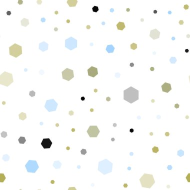 Açık mavi, sarı renkli altıgenler ile vektör seamless modeli. Glitter altıgen stil soyut çizimde. Desen doku duvar kağıdı için.