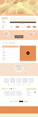Işık turuncu vektör tasarım UI kiti eğri daireler ile. Gradyan memphis tarzı ile zarif parlak illüstrasyon. Bu örnek için sitesidir.