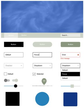 Gökyüzü yıldızlarla koyu mavi vektör stil rehberi. Renkli gökyüzü ile soyut tarzda dekoratif UI takımı tasarım. Web siteleri için basit renkli tasarım.
