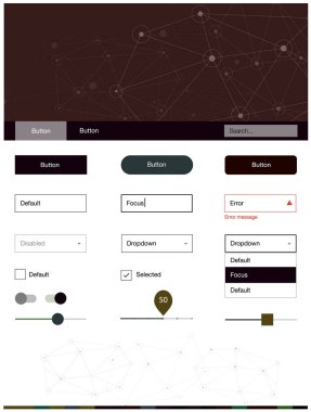 Koyu yeşil vektör tel kafes kiti kristalleri, daireler ile. UI Ux kiti başlığını poligonal renkli arka plan ile. Bu web siteleri için kullanabileceğiniz şablon.