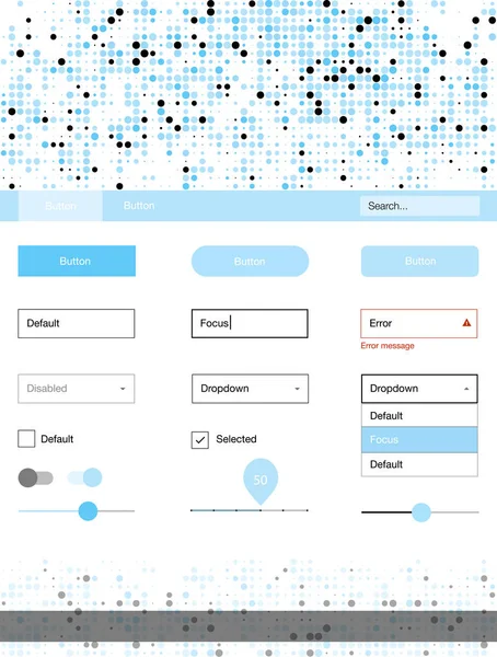 Hafif mavi vektör UI ux kiti daireler ile. Arka plan üzerinde renkli stil rehberi daireler ile. Bu örnek açılış sayfanız için mu.