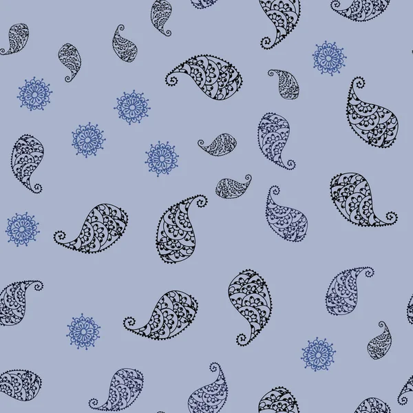 Koyu mavi vektör yaprak ve çiçek ile seamless zarif modeli. İllüstrasyon soyut şablonundaki karalamalar ile. Marka kitap tamamen yeni şablon.