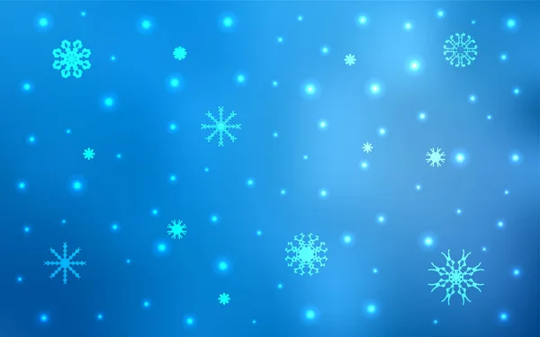 Light Blue Vector Cover Beautiful Snowflakes Decorative Shining Illustration Snow — Stock Vector