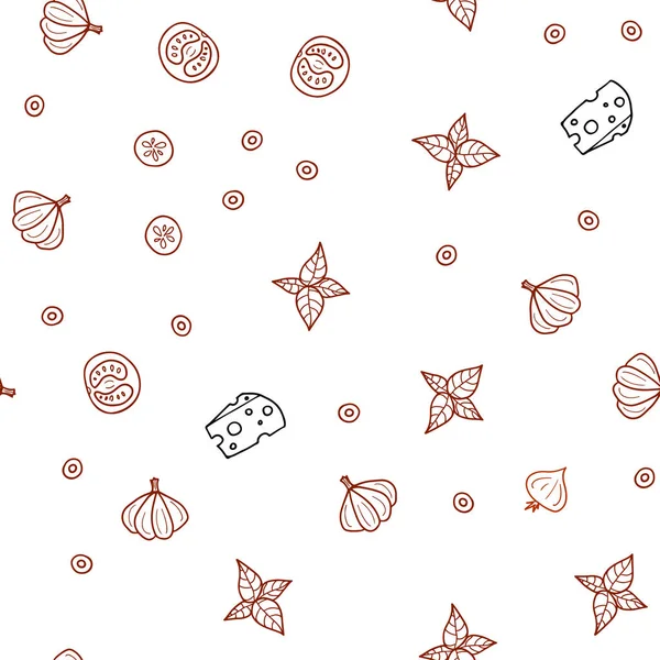 Koyu kırmızı taze malzemelerle Dikişsiz desen vektör. Dekoratif illüstrasyon gıda ile soyut şablonunda parlayan. Desen menüsü kafeteryalar, barlar, restoranlar için.