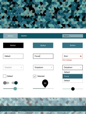 Hafif mavi vektör tasarım UI kiti noktalı. Web Kullanıcı arabirimi kiti başlığını soyut degrade daireler ile. Açılış sayfanız için modern şablon.