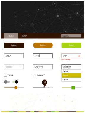 Açık yeşil, sarı vektör malzeme tasarım kiti ile çizgiler, daireler. Web Kullanıcı arabirimi kiti ile soyut üçgenler, başlığını çevrelerde. Sen-ebilmek kullanma için açılış sayfaları bu şablonu.