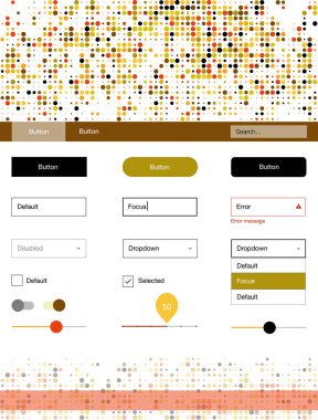 Işık kırmızı, sarı vektör web UI kiti ile küreler. Güzel UI ux kiti ile onun üstbilgisindeki renkli noktalar. Bu örnek açılış sayfanız için mu.