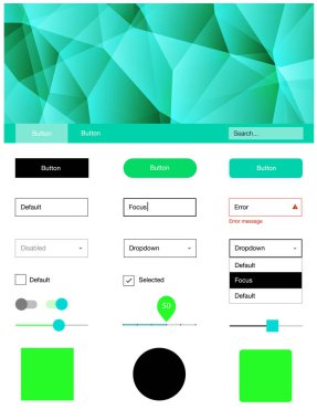 Işık yeşil vektör UI kiti poligonal tarzı. Üçgenler ile poligonal tarzında modern stil rehberi. Sen-ebilmek kullanma için açılış sayfaları bu şablonu.
