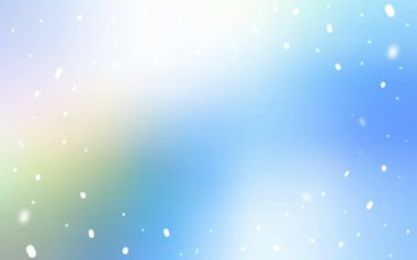 Açık mavi, yeşil vektör doku renkli kar taneleri ile. Bulanık arka plan gradyan ile kar. Yeni yıl tasarım reklam, poster, afiş için.